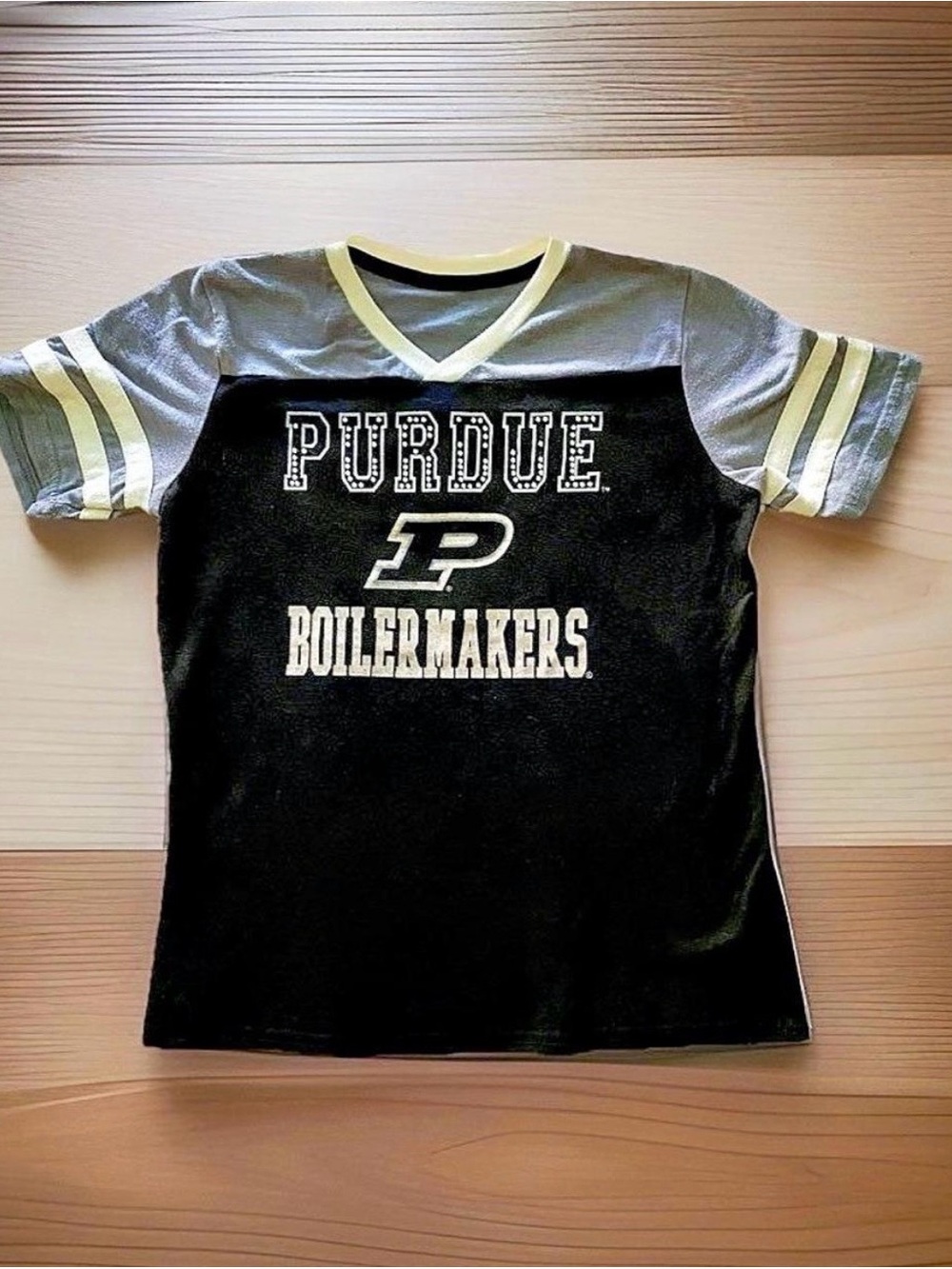 Colosseum Purdue Boilermakers Black, Gray & Cream Short Sleeve Tee